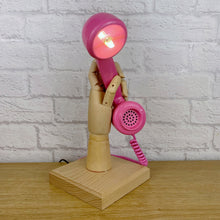 Load image into Gallery viewer, Girly Gift, Pink Gift, Quirky Gift, Pink Lamp, Girly Pink Home Office Decor, Hand Lamp, Desk Lamp, Retro Lamp, Unique Gifts, Telephone Lamp
