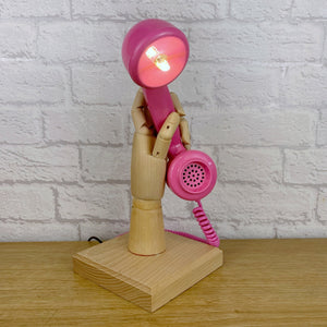Girly Gift, Pink Gift, Quirky Gift, Pink Lamp, Girly Pink Home Office Decor, Hand Lamp, Desk Lamp, Retro Lamp, Unique Gifts, Telephone Lamp