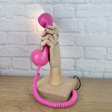 Load image into Gallery viewer, Girly Gift, Pink Gift, Quirky Gift, Pink Lamp, Girly Pink Home Office Decor, Hand Lamp, Desk Lamp, Retro Lamp, Unique Gifts, Telephone Lamp