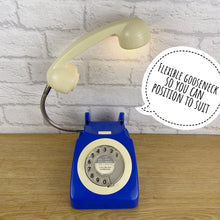 Load image into Gallery viewer, Blue Lamp, Blue Desk Lamp, Royal Blue Decor, Quirky Home Decor, Retro Lamp, Office Lighting, Quirky Gift, Blue Bedside Lamp, Telephone Lamp