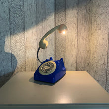 Load image into Gallery viewer, Blue Lamp, Blue Desk Lamp, Royal Blue Decor, Quirky Home Decor, Retro Lamp, Office Lighting, Quirky Gift, Blue Bedside Lamp, Telephone Lamp