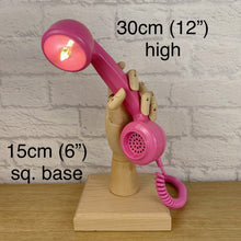 Load image into Gallery viewer, Girly Gift, Pink Gift, Quirky Gift, Pink Lamp, Girly Pink Home Office Decor, Hand Lamp, Desk Lamp, Retro Lamp, Unique Gifts, Telephone Lamp