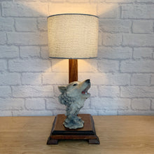Load image into Gallery viewer, Wolf Decor, Howling Wolf, Wolf Lamp, Gothic Decor, Quirky Home Decor, Vintage Lamp, Vintage Lighting, Grey Decor, Gift For Goth, Wolf Gifts.
