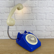 Load image into Gallery viewer, Blue Lamp, Blue Desk Lamp, Royal Blue Decor, Quirky Home Decor, Retro Lamp, Office Lighting, Quirky Gift, Blue Bedside Lamp, Telephone Lamp