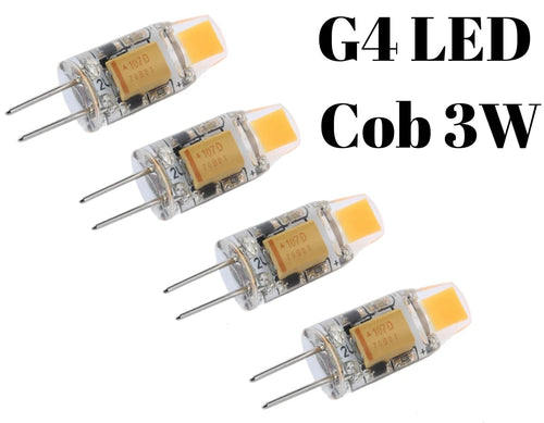 4X G4 LED Cob 3W 12V Bulb, Dimmable Bulb, Warm White Light Bulb, Capsule Bulb, Low Voltage Lighting.