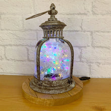 Load image into Gallery viewer, Rustic Lantern, Rustic Decor, Metal Lantern, Lantern Lamp, Colourful Lights, Rustic Lamp, Quirky Decor, Quirky Gift, Multicoloured Lantern