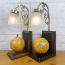 Load image into Gallery viewer, Pair Of Lamps, Vintage Lamps Pair, Pair Bedside Lamps, Vintage Globe Decor, Gift For Travel Lover, Vintage Home Decor, Couple Christmas Gift
