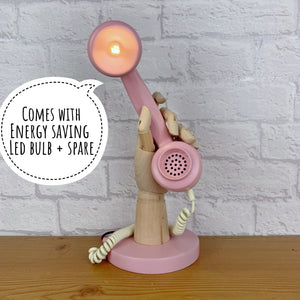 Retro Telephone Hand Lamp. Pink