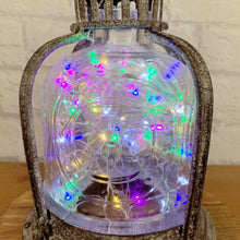 Load image into Gallery viewer, Rustic Lantern, Rustic Decor, Metal Lantern, Lantern Lamp, Colourful Lights, Rustic Lamp, Quirky Decor, Quirky Gift, Multicoloured Lantern