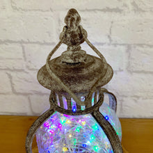 Load image into Gallery viewer, Rustic Lantern, Rustic Decor, Metal Lantern, Lantern Lamp, Colourful Lights, Rustic Lamp, Quirky Decor, Quirky Gift, Multicoloured Lantern