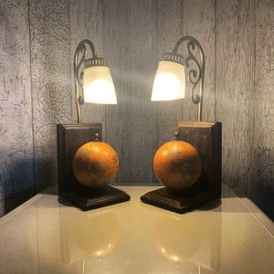Pair Of Lamps, Vintage Lamps Pair, Pair Bedside Lamps, Vintage Globe Decor, Gift For Travel Lover, Vintage Home Decor, Couple Christmas Gift