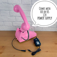Load image into Gallery viewer, Pink Light, Pink Desk Light, Pink Lamp, Pink Bedside Light, Girly Gift, Pink Office Decor, Quirky Gifts, Telephone Lamp, Girly Bedroom Decor