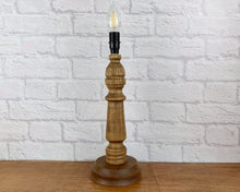 Load image into Gallery viewer, Wood Lamp, Vintage Wood Lamp, Wood Table Lamp, Wood Light, Vintage Home Decor, 1940s Antique, Cottagecore, British Vintage, English Antique
