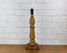 Load image into Gallery viewer, Wood Lamp, Vintage Wood Lamp, Wood Table Lamp, Wood Light, Vintage Home Decor, 1940s Antique, Cottagecore, British Vintage, English Antique