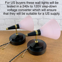 Load image into Gallery viewer, Pair Of Mid Century Wall Lights, Pink And Black.
