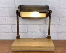 Load image into Gallery viewer, Industrial Desk Lamp, Vintage Desk Lamp, Industrial Lamp, Brass Desk Lamp, Brass Bankers Lamp, Industrial Office Decor, Home Office Worker.