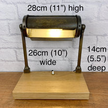 Load image into Gallery viewer, Industrial Desk Lamp, Vintage Desk Lamp, Industrial Lamp, Brass Desk Lamp, Brass Bankers Lamp, Industrial Office Decor, Home Office Worker.