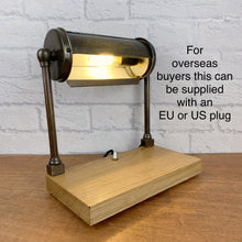 Load image into Gallery viewer, Industrial Desk Lamp, Vintage Desk Lamp, Industrial Lamp, Brass Desk Lamp, Brass Bankers Lamp, Industrial Office Decor, Home Office Worker.