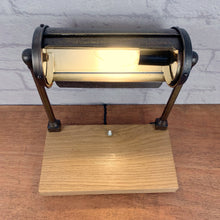Load image into Gallery viewer, Industrial Desk Lamp, Vintage Desk Lamp, Industrial Lamp, Brass Desk Lamp, Brass Bankers Lamp, Industrial Office Decor, Home Office Worker.