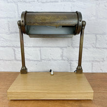 Load image into Gallery viewer, Industrial Desk Lamp, Vintage Desk Lamp, Industrial Lamp, Brass Desk Lamp, Brass Bankers Lamp, Industrial Office Decor, Home Office Worker.