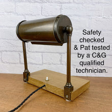 Load image into Gallery viewer, Industrial Desk Lamp, Vintage Desk Lamp, Industrial Lamp, Brass Desk Lamp, Brass Bankers Lamp, Industrial Office Decor, Home Office Worker.