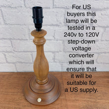 Load image into Gallery viewer, Table Lamp Wood, Vintage Wood Lamp, Wood Lamp, Wood Light, Vintage Home Decor, 1940s Antique, Cottagecore, British Vintage, English Antique