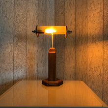 Load image into Gallery viewer, Vintage Wood Bankers Style Desk Lamp.