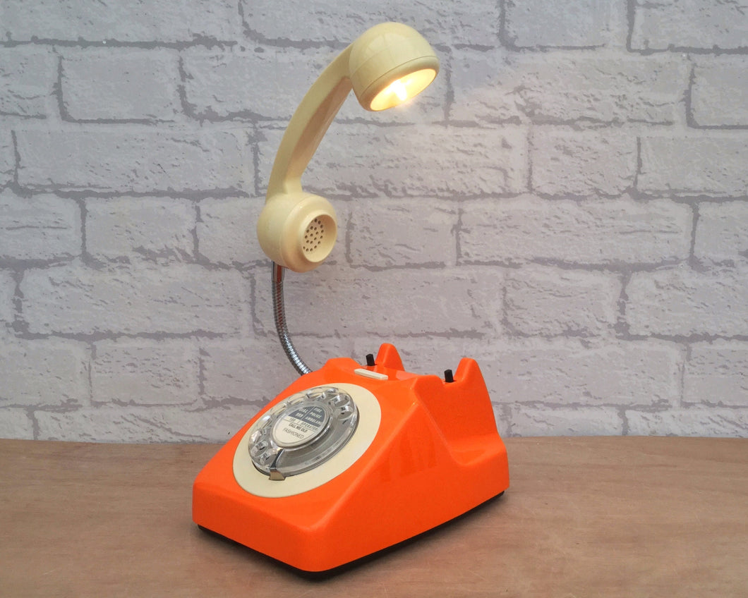 Retro Telephone Lamp Orange / Cream