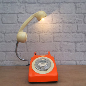 Retro Telephone Lamp Orange / Cream