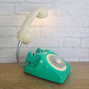 Retro Telephone Lamp Emerald Green / Cream