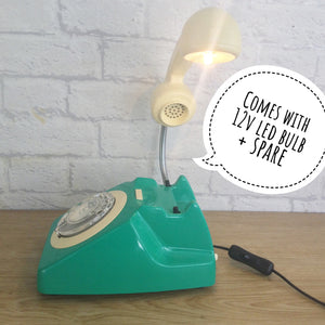 Retro Telephone Lamp Emerald Green / Cream