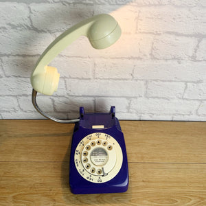 Quirky Gift For A Couple, Navy & Cream Telephone Lamp