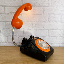 Load image into Gallery viewer, Retro Telephone Lamp Black / Orange

