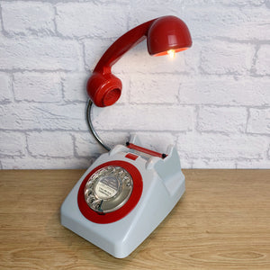 Retro Telephone Lamp Grey / Red