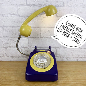 Retro Telephone Lamp Blue / Mustard