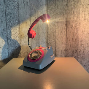 Retro Telephone Lamp Grey / Pink