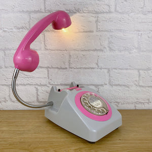 Retro Telephone Lamp Grey / Pink