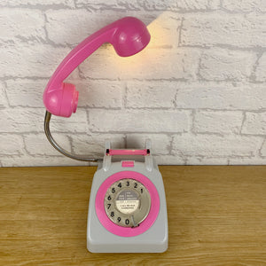Retro Telephone Lamp Grey / Pink