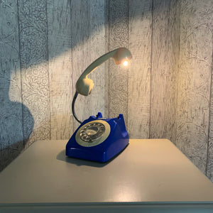 Retro Telephone Lamp Blue / Cream