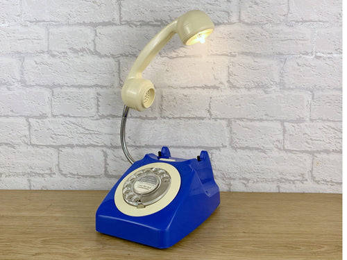 Retro Telephone Lamp Blue / Cream