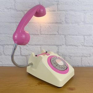 Retro Telephone Lamp Cream / Pink