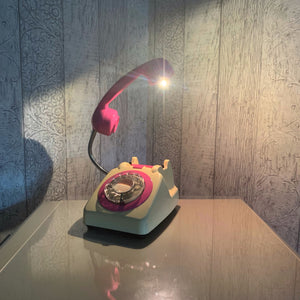 Retro Telephone Lamp Cream / Pink