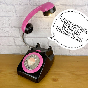 Retro Telephone Lamp Black / Pink