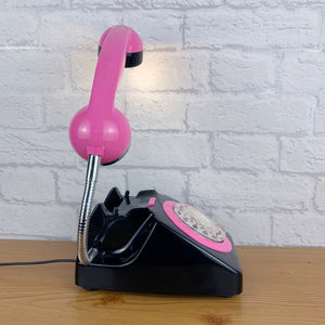 Retro Telephone Lamp Black / Pink