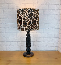 Load image into Gallery viewer, African Vintage, Tree Of Life, African Decor, Vintage Lamp, African Carved Wood, Vintage Folk Art, Wood Lamp, Table Lamp, Giraffe Gift
