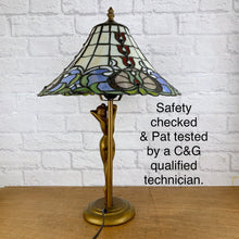 Load image into Gallery viewer, Art Deco Lamp With Tiffany Style Glass Shade
