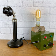 Load image into Gallery viewer, Antique Microphone Lamp, RAF Memorabilia.
