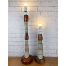 Load image into Gallery viewer, Pair Of Rare Mid Century Lamps, Teak &amp; Cardboard.
