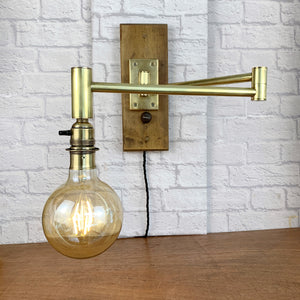 Industrial Brass Wall Light With Extending Arm.