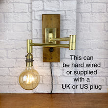 Load image into Gallery viewer, Industrial Brass Wall Light With Extending Arm.
